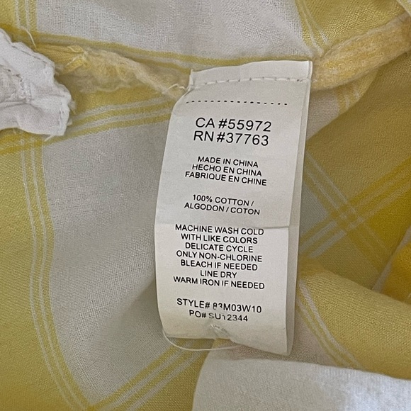C&C California Yellow and White Plaid Long Sleeve Shirt Size S - Picture 6 of 8